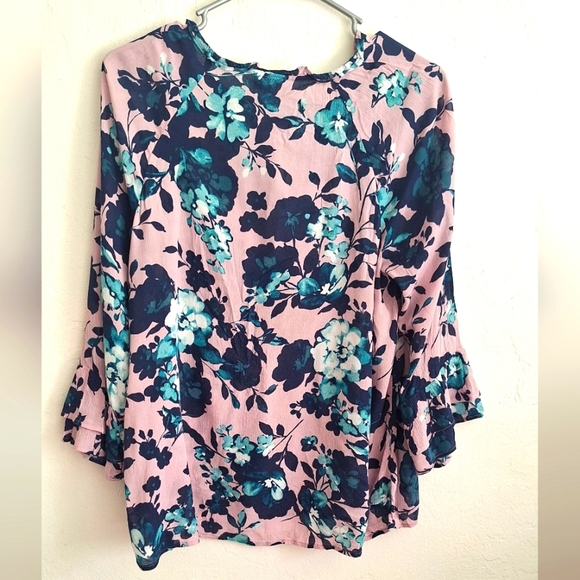 J. Jill Floral Women's Top - Pink and Blue Size M - Picture 5 of 10